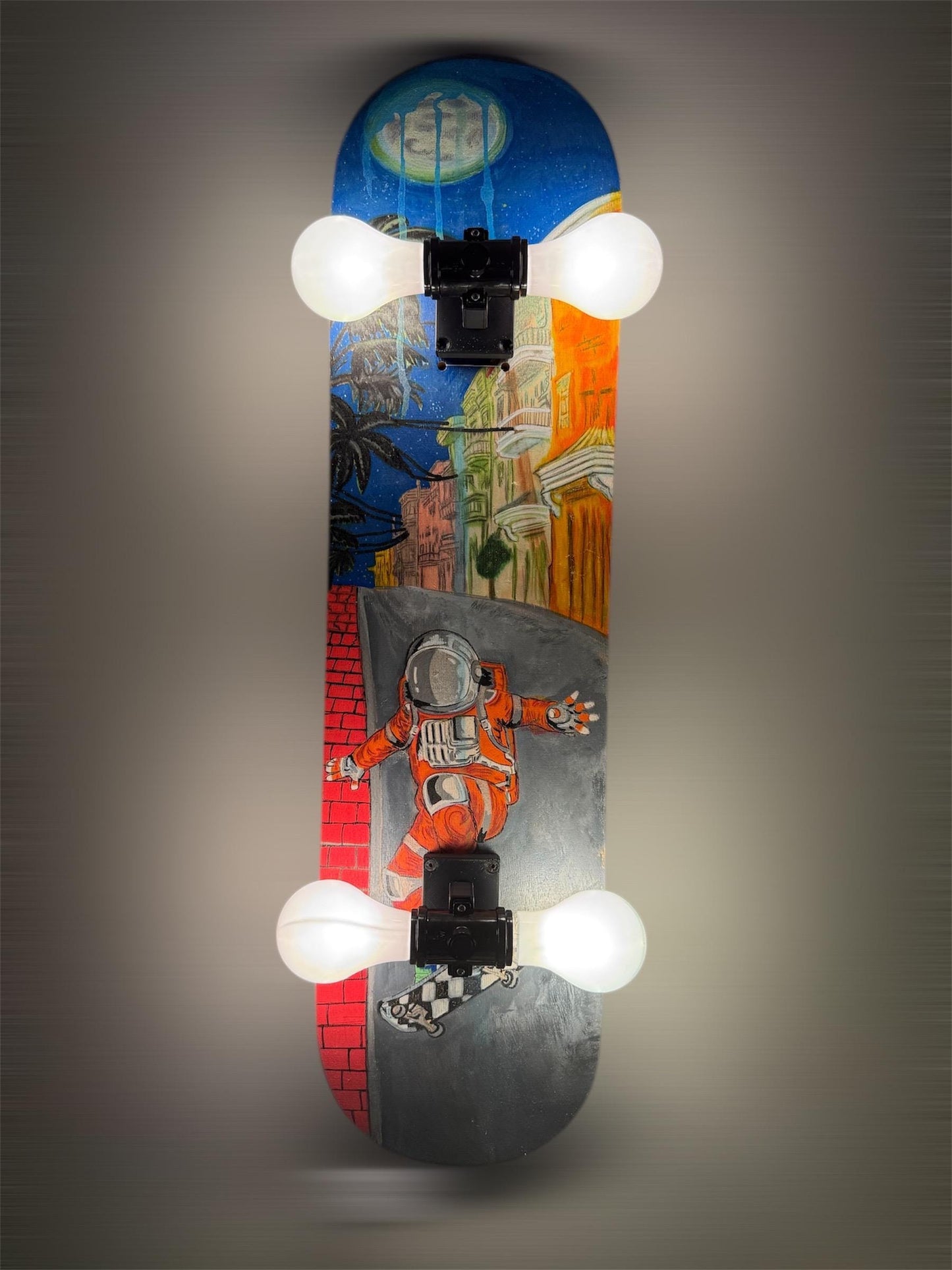Hand-Painted Skateboard Lamp (One-of-One Wall Art)