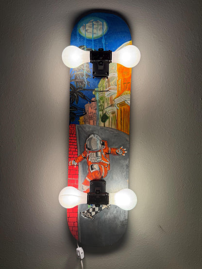 Hand-Painted Skateboard Lamp (One-of-One Wall Art)