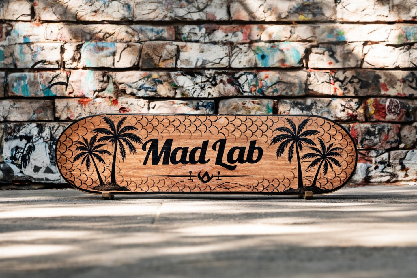 Mad Lab Custom Skate Deck – Hand Burned Wood Wall Art