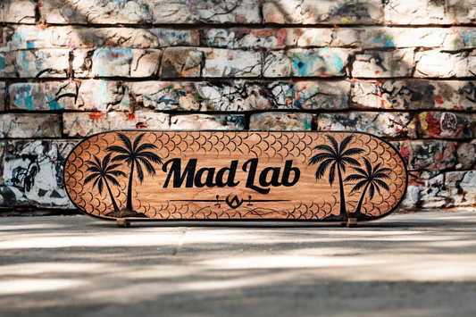 Mad Lab Custom Skate Deck – Hand Burned Wood Wall Art