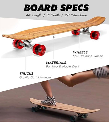 Hand Painted Bob Marley Longboard – 44" Pintail Cruiser