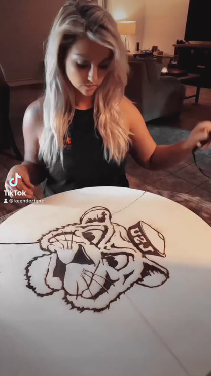 LSU Tiger Wood Burned Wall Art – 36” Handcrafted Wood Round